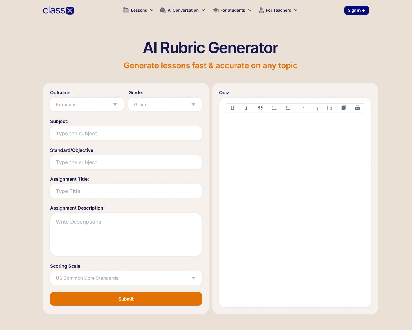 AI Rubric Generator