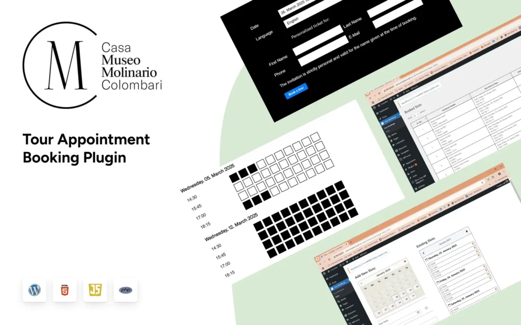 Casa Museo Molinario Colombari tour appointment booking plugin project featuring online reservations, time slot management, and WordPress booking system.
