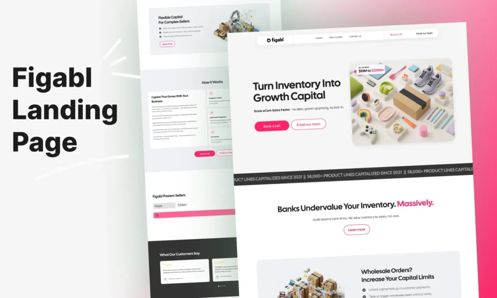 Custom landing page designed and developed for Figabl to showcase inventory financing solutions with a modern, conversion-focused user interface.