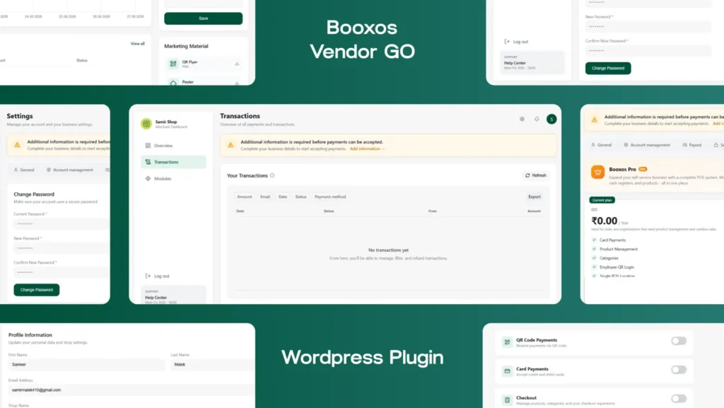 Boxos Vendor Go custom WordPress plugin and merchant dashboard for retail management