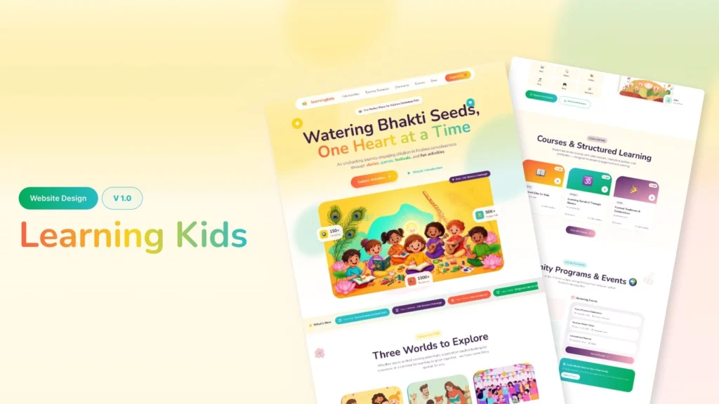 Learning Kids educational website UI/UX design concept