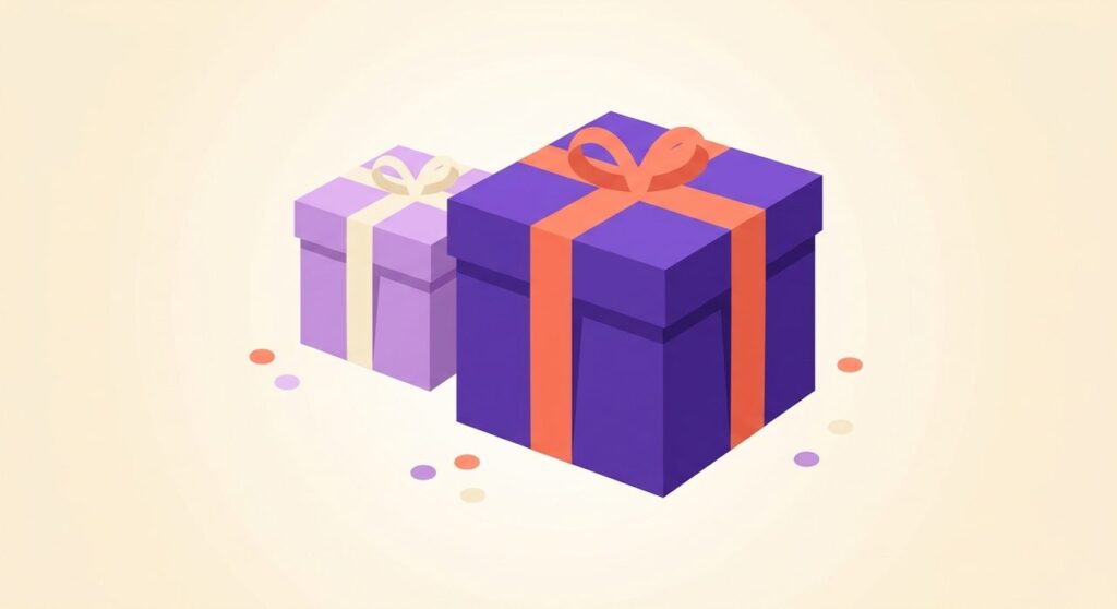 Flat illustration of layered wrapped gift boxes, symbolizing WooCommerce gift wrap plugins