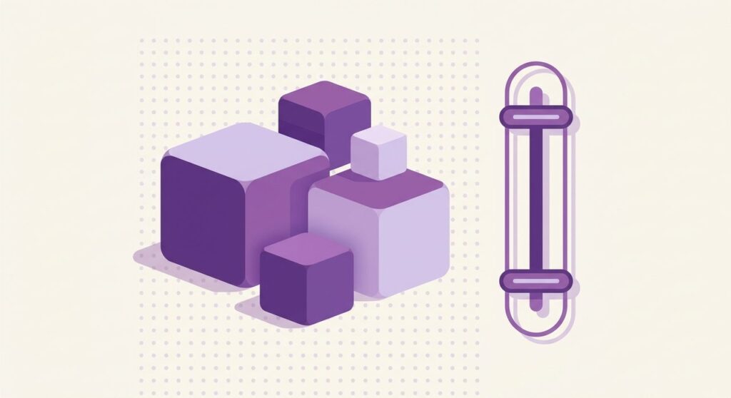 Illustration of stacked product boxes next to a range slider representing minimum and maximum order quantity limits in WooCommerce