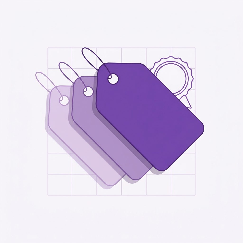 Illustration of three overlapping price tags representing different WooCommerce prices per customer role