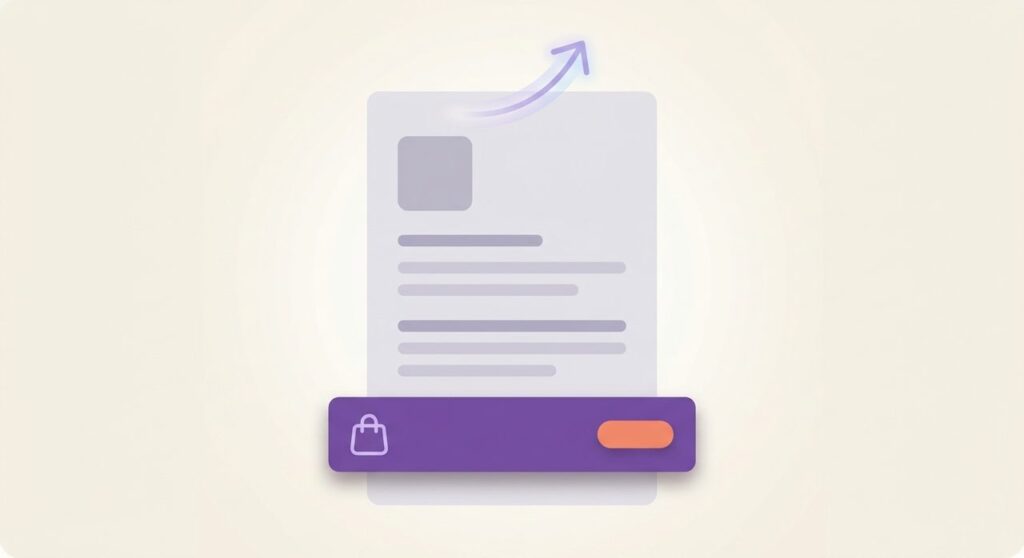 Illustration of a sticky add to cart bar pinned to the bottom of a WooCommerce product page