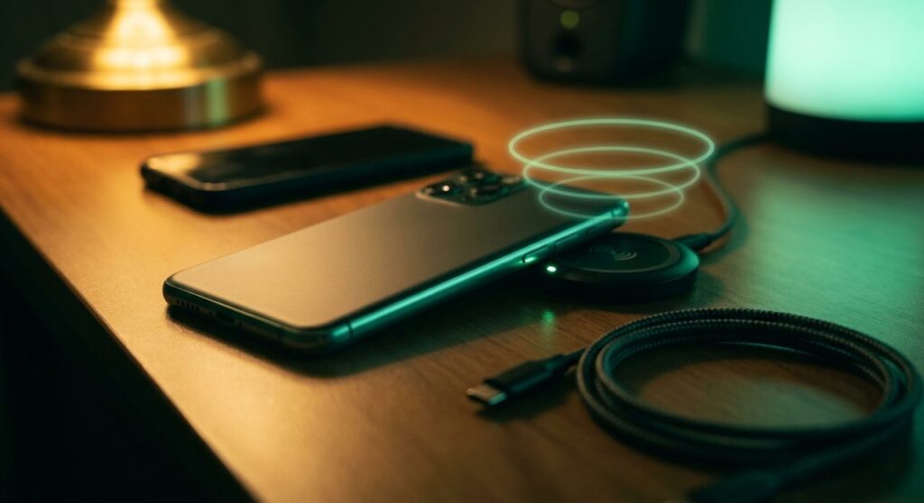 Android smartphone beside an NFC pairing reader on a desk, representing the October 2026 Android security patch covering Bluetooth and NFC flaws