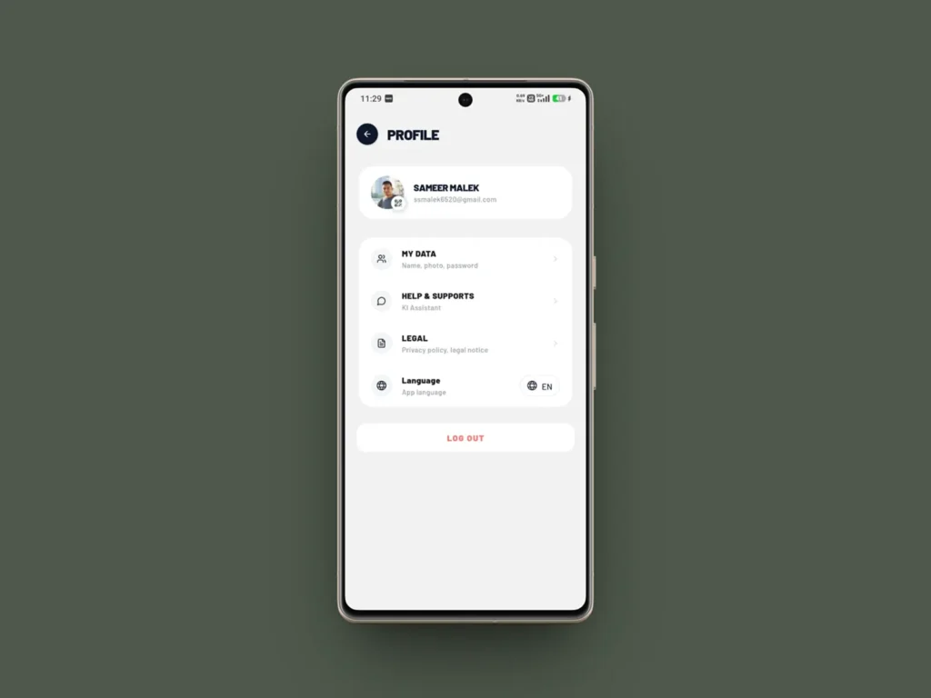 Mativco mobile app login screen with Google, Apple, and email sign-in options.