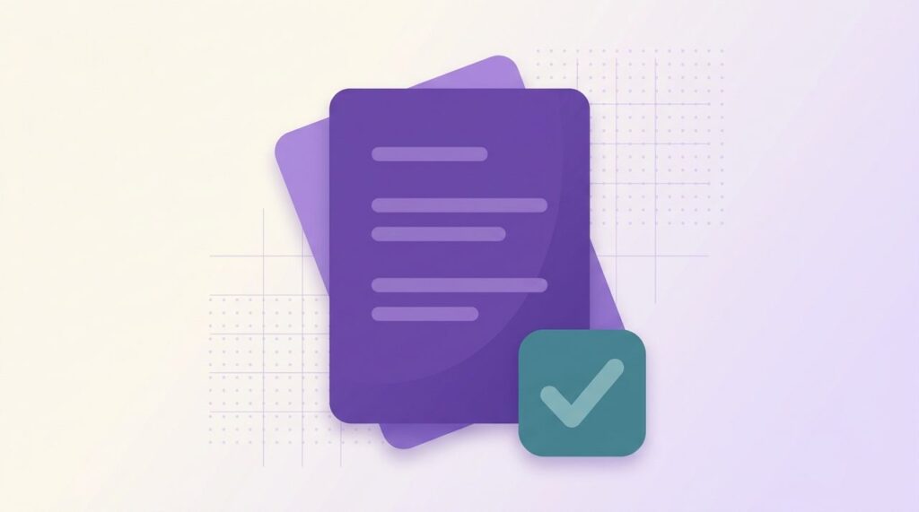Illustration of a document with a checkmark badge representing per-product terms and conditions acceptance in WooCommerce