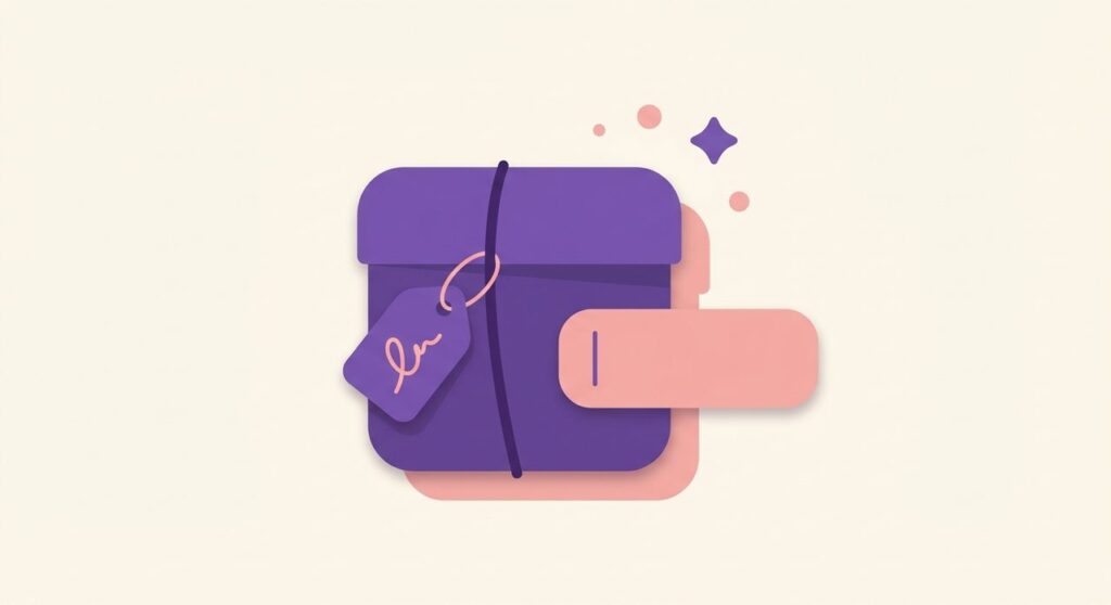 Illustration of a gift box with a personalized tag and a text input field with a cursor, representing a WooCommerce product personalization plugin