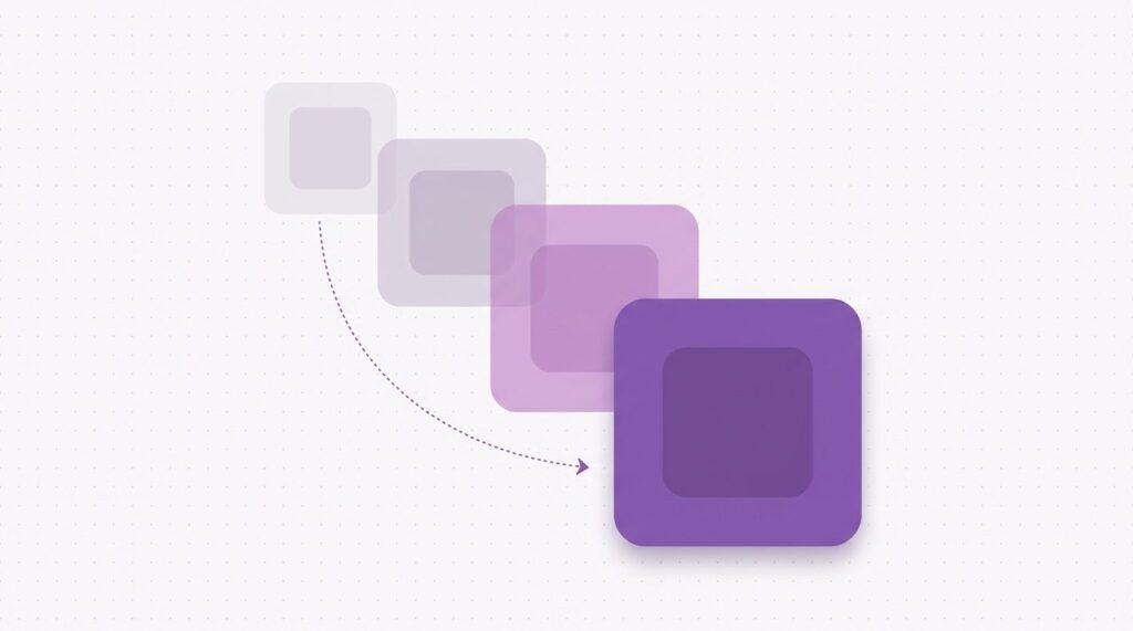 Illustration of overlapping product card shapes in a trail representing recently viewed products on a WooCommerce store