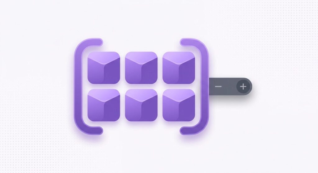 Flat illustration of six boxes grouped by a bracket next to a quantity stepper, representing selling WooCommerce products in fixed multiples